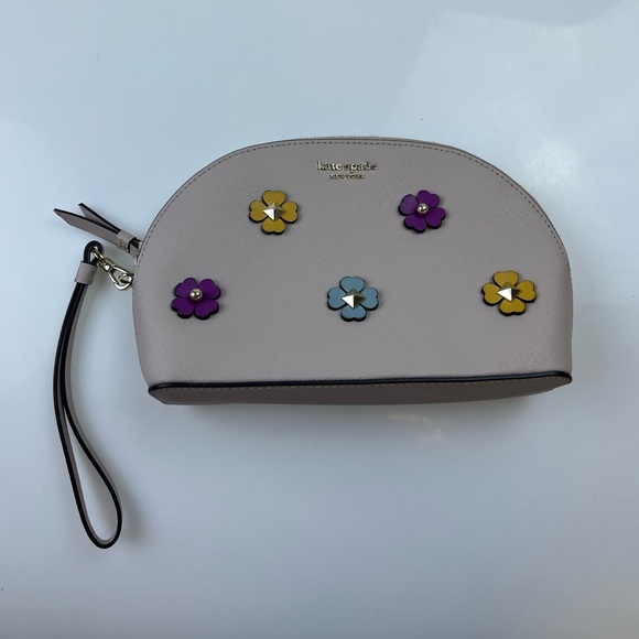 kate spade Handbags - Kate Spade Cameron Spade Flower Applique Medium Dome Cosmetic Bag Clutch N239-24